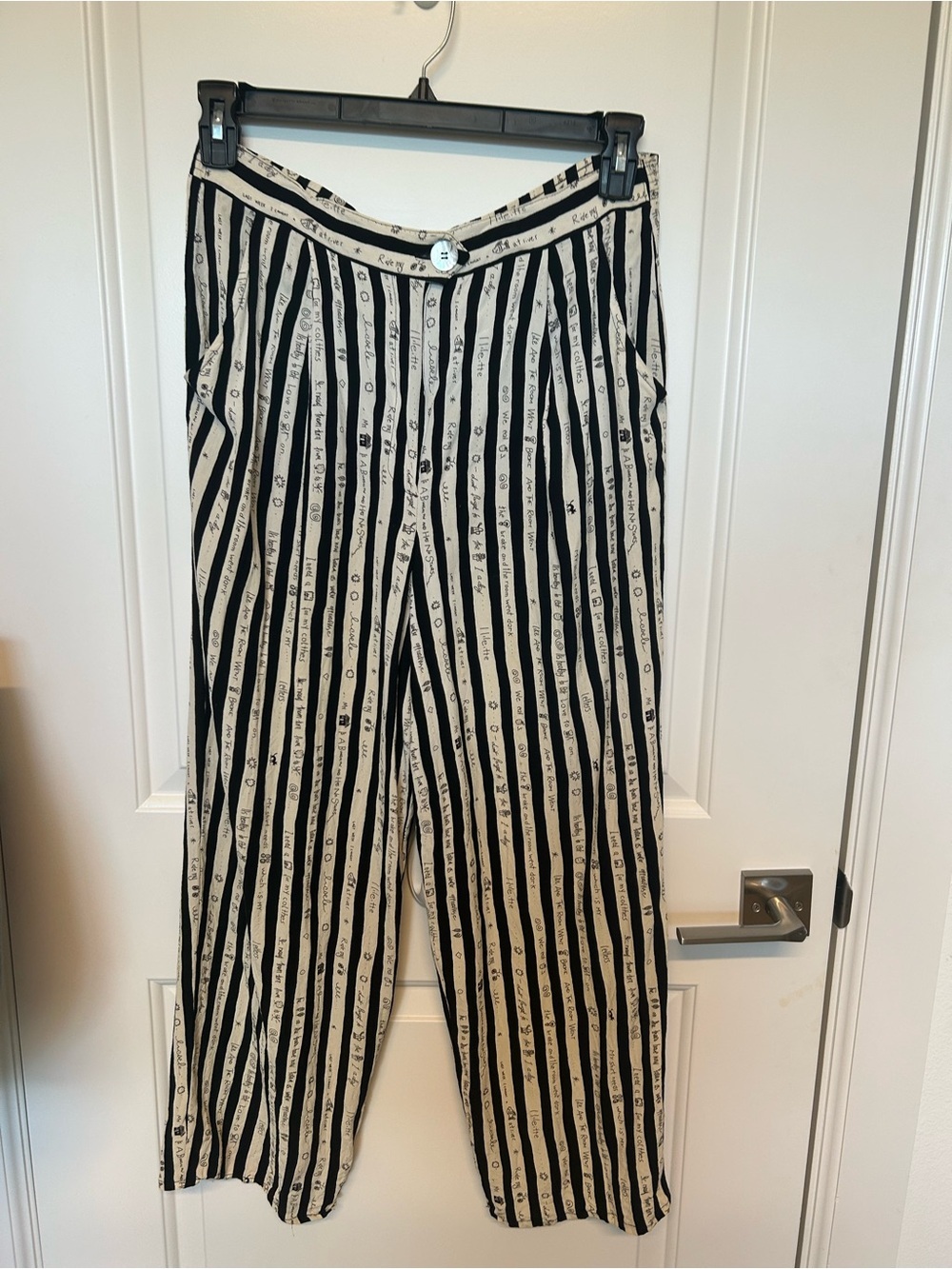 Vintage David Dart Striped Wide-Leg Pants with calligraphy doodles M GUC